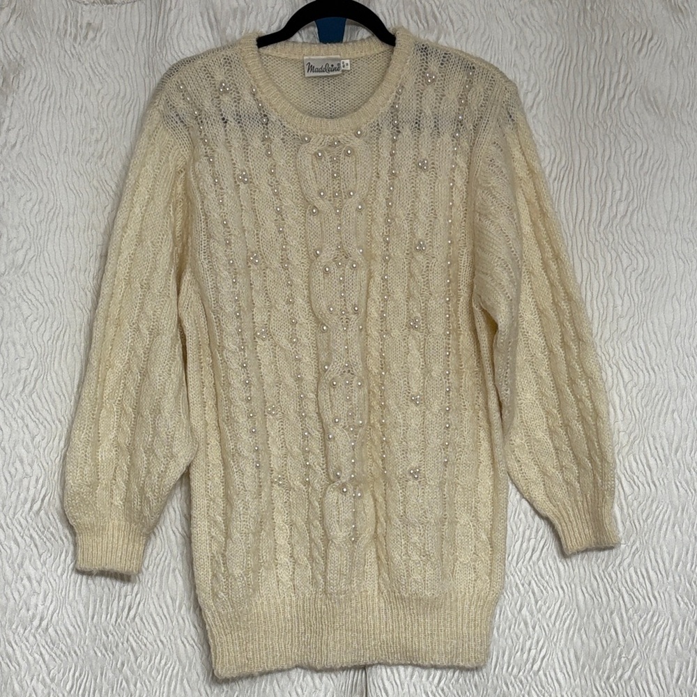 VTG Madeleine Mohair Blend Faux Pearl Women’s Sweater-Size Medium
